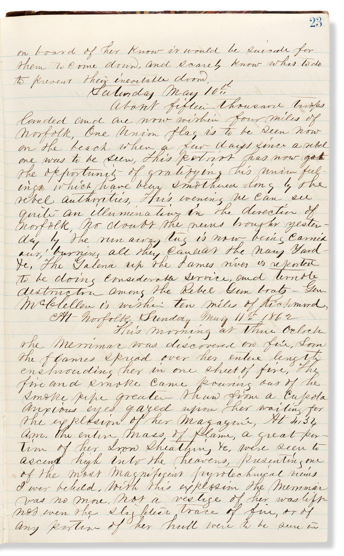 (CIVIL WAR--NAVY.) [Philip G. Peltz.] Diary of a naval officer in pursuit of the Merrimac.